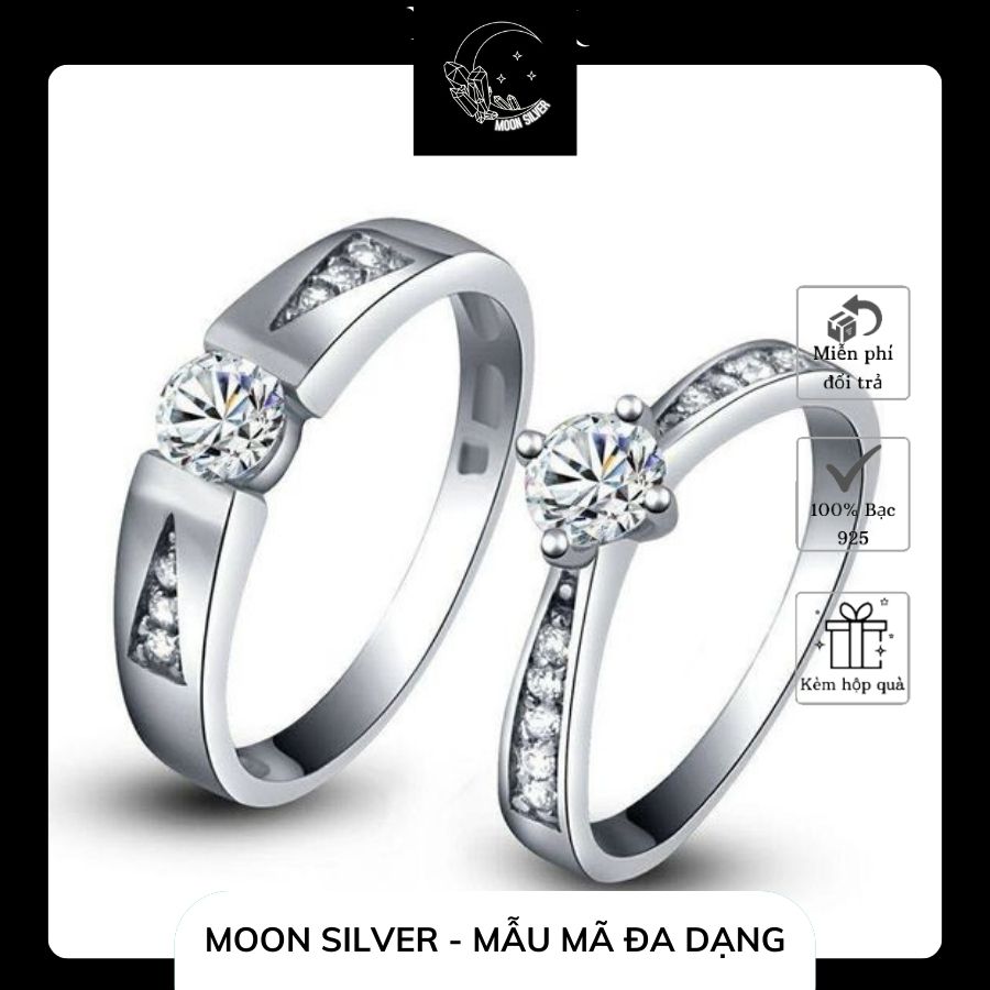 Nhẫn đôi kim cương Moon Silver